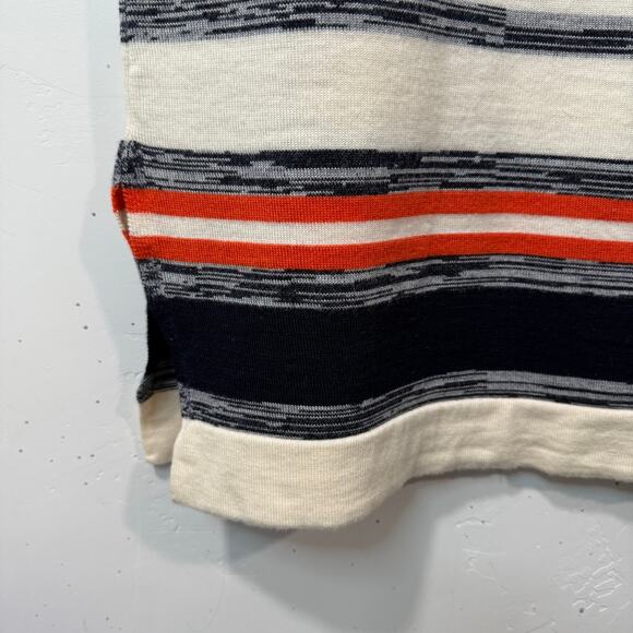 Celtic & Co Women's Sweater Dress Polo Maxi Wool Stripe Medium Cream Navy - Picture 8 of 10